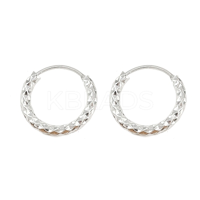Brass Textured Hoop Earrings EJEW-F378-03A-S-1