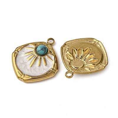 304 Stainless Steel White Enamel Pendants STAS-P406-03G-1