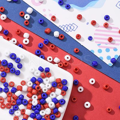300G 6500pcs 3 Colors Independence Day Glass Seed Beads SEED-LS0001-01-1