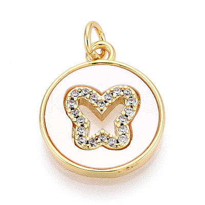 Brass Micro Pave Clear Cubic Zirconia Pendants KK-N268-72G-1