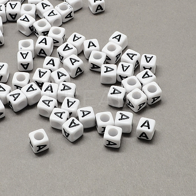 Large Hole Acrylic Letter European Beads SACR-Q103-8mm-01A-1