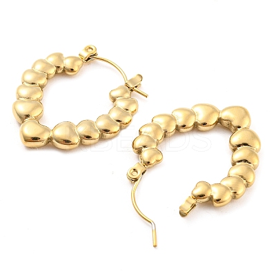 Heart Bubble 304 Stainless Steel Hoop Earrings for Women EJEW-C067-12G-1