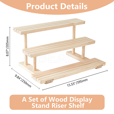 3-Tier Wood Earring Display Card Organizer Riser Rack ODIS-WH0099-21-1