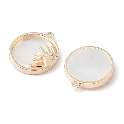 Rack Plating Brass Shell Pendants KK-A183-57G-1