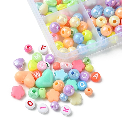 DIY Flat Round & Heart Acrylic & Plastic Beads Bracelets Making Kits DIY-FS0006-41-1