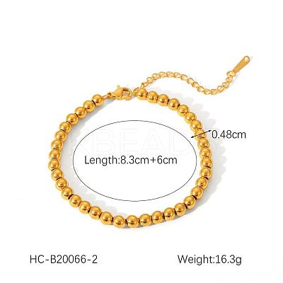 Stainless Steel Round Beaded Bracelets for Women HY4237-1-1