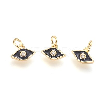 Brass Micro Pave Cubic Zirconia Charms ZIRC-G150-07G-1