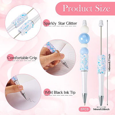 8Pcs Star Sequin Ball-Point Pen FIND-TA0006-15H-1