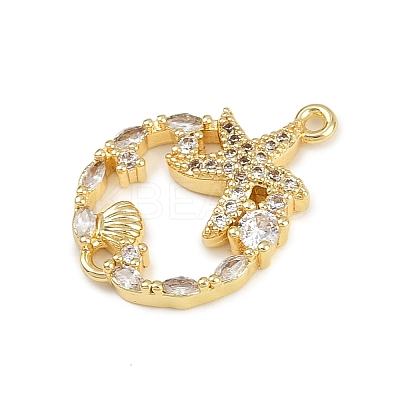Summer Brass Micro Pave Clear Cubic Zirconia Sea Animal Connector Charms KK-C114-29B-G-1