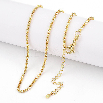 2mm Brass Rope Chain Necklaces for Men Women NJEW-G160-20G-1