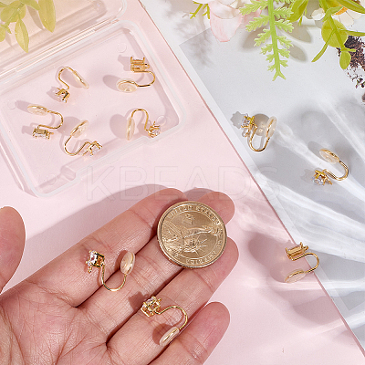 12Pcs 6 Styles Brass Micro Pave Clear Cubic Zirconia Ear Cuff Findings KK-BBC0022-22-1