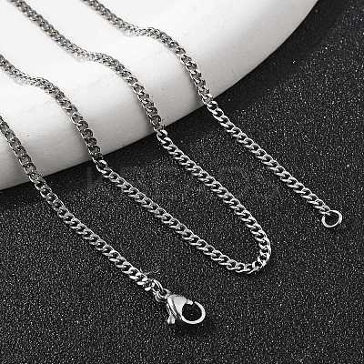 Non-Tarnish Unisex 304 Stainless Steel Curb Chain/Twisted Chain Necklaces STAS-D0002-34P-1