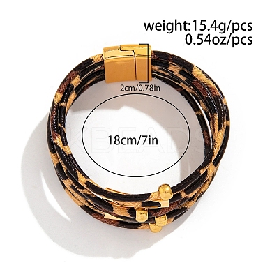 Leopard Print Pattern PU Leather Cord Multi-strand Bracelets for Women XT9904-1