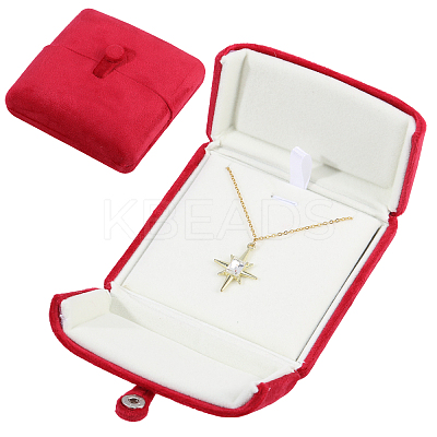 Double Door Velvet Jewelry Pendant/Necklace Gift Storage Boxes CON-WH0086-157-1