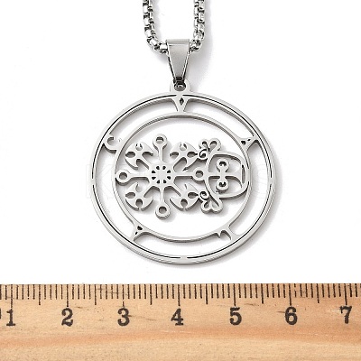 201 Stainless Steel Sigil of Volac/valak Pendant Necklaces NJEW-H065-15P-1