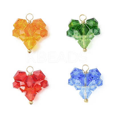 4Pcs 4 Color Faceted Glass Beaded Pendants PALLOY-TA00061-1