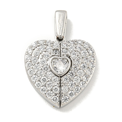 Rack Plating Brass Micro Pave Clear Cubic Zirconia Pendants KK-E114-06P-1