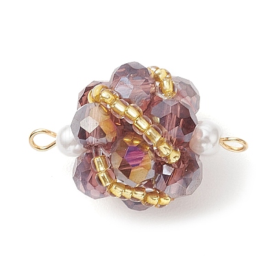 Glass Beaded Round Sphere Links PALLOY-MZ00874-08-1