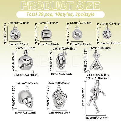 30Pcs 10 Styles Tibetan Style Alloy Pendants FIND-LP0001-60-1