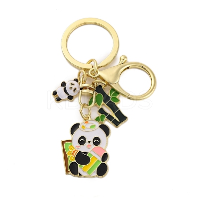 Rack Plating Panda Zinc Alloy Enamel Pendant Keychain KEYC-G064-01C-1