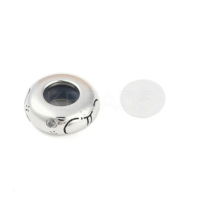 925 Sterling Silver Colorful Cubic Zirconia European Beads STER-R005-01AS-03-1