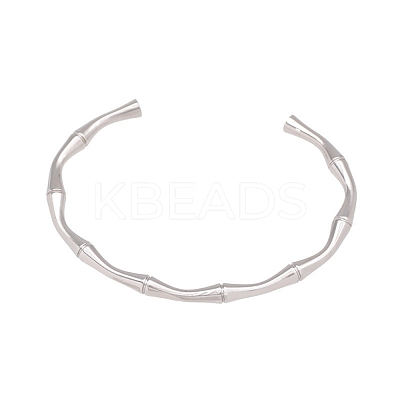 304 Stainless Steel Bamboo Joint Cuff Bangles for Women LS-BJEW-G759-09P-1
