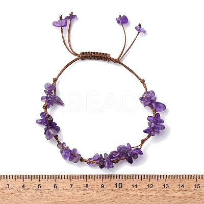 Adjustable Natural Amethyst Braided Bead Bracelets for Women BJEW-U035-02F-1
