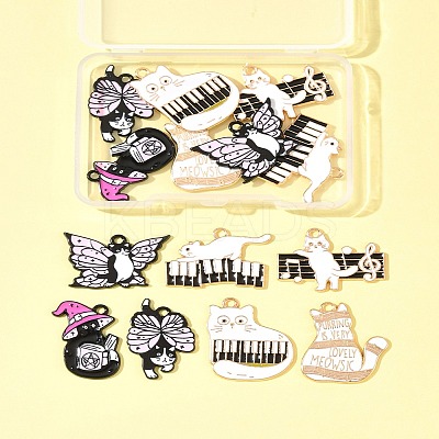 14Pcs 7 Styles Spray Painted Alloy Enamel Pendants ENAM-FS0002-63-1