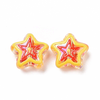 UV Plating Rainbow Iridescent Acrylic Beads OACR-A018-04E-1