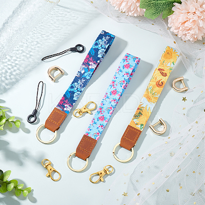 Printed Polyester Ribbon Wristlet Keychain KEYC-BC0001-03A-1