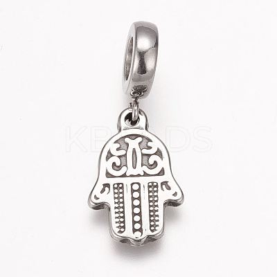 304 Stainless Steel European Dangle Charms X-OPDL-K001-05AS-1