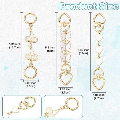 2Pcs 2 Styles Alloy Enamel Heart Butterfly Link Chain Bag Extender Chains FIND-YW0008-10A-1