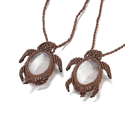 Natural Quartz Crystal Tortoise Pendant Necklace NJEW-K258-02H-1