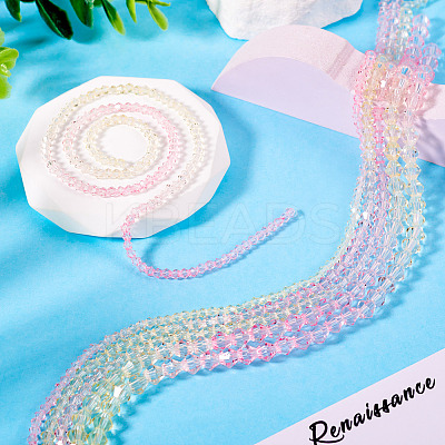 12 Strands 3 Styles Gradient Color Baking Paint Glass Bead Strands DGLA-TA0001-21C-1