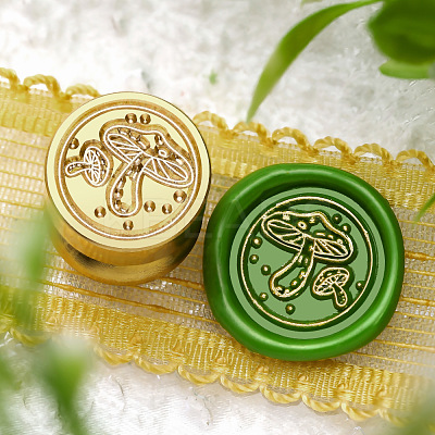 Golden Tone Round Wax Seal Brass Stamp Heads AJEW-M040-01G-E-1