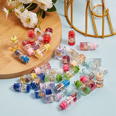 44 Pcs 11 Colors Glass Pendants GLAA-SZ0001-25-1