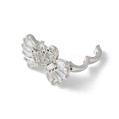 Swan Brass Micro Pave Cubic Zirconia Fold Over Clasps KK-D324-30P-1