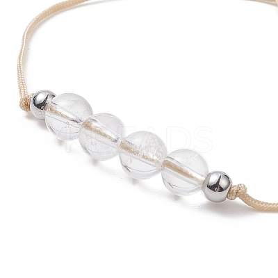 3Pcs 3 Style Natural Quartz Crystal Braided Bead Bracelets Set BJEW-JB09334-09-1