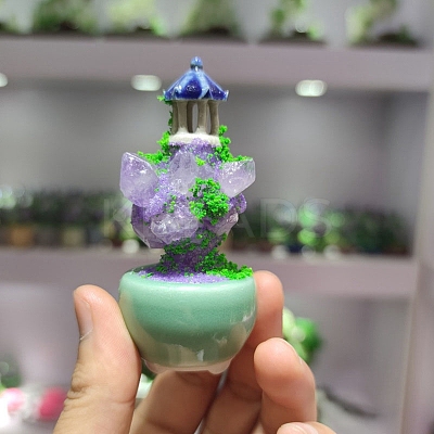 Natural Amethyst Pavilion Bonsai Decorations PW-WG69157-01-1