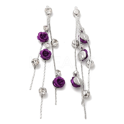 Platinum Brass with Glass Rhinestone Tassel Big Pendants KK-B074-14P-03-1