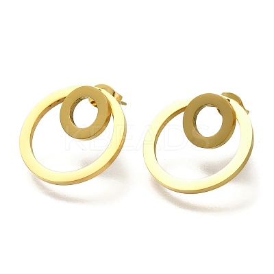 Ion Plating(IP) 304 Stainless Steel Stud Ring Stud Earrings EJEW-C118-02A-1