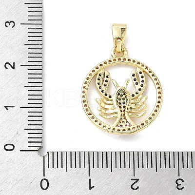 Brass Micro Pave Colorful Cubic Zirconia Pendants KK-K368-40G-1