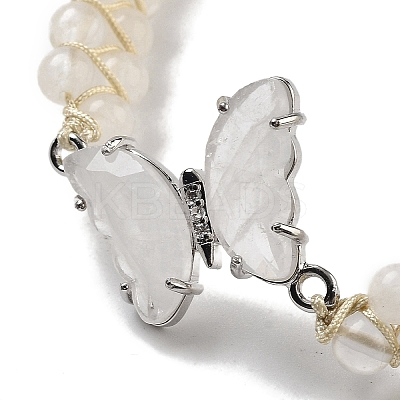 Natural Quartz Crystal Braided Round Bead Bracelets BJEW-K251-06C-1