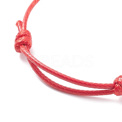 Natural Carnelian Disc Beaded Cord Bracelet BJEW-JB07686-02-1