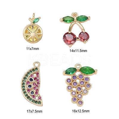 8Pcs 4 Style Real 18K Gold Plated Fruit Theme Brass Micro Pave Cubic Zirconia Pendants ZIRC-ZZ0001-06G-1