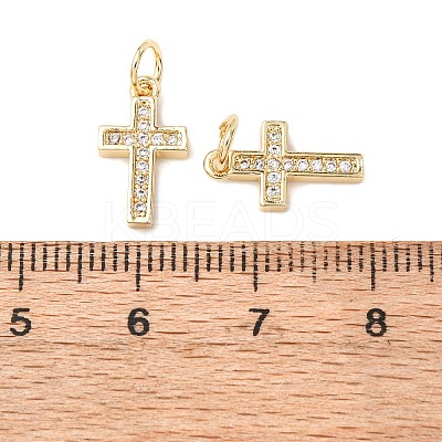 CZ Brass Micro Pave Cubic Zirconia Cross Charms LS-ZIRC-L018-16G-1