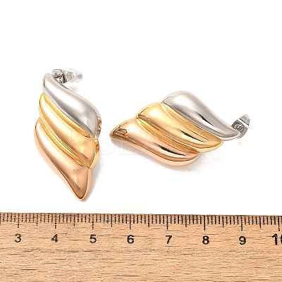 304 Stainless Steel Two Tone Stud Earrings EJEW-F355-04M-04-1