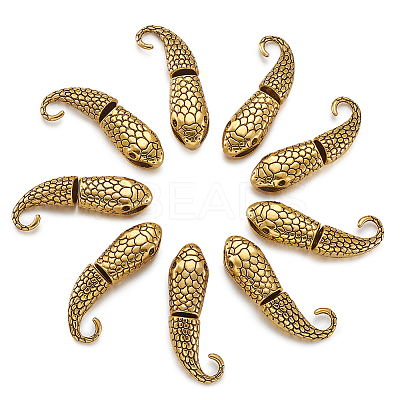 Tibetan Style Alloy Hook and Snake Head Clasps TIBE-TA0001-06AG-1