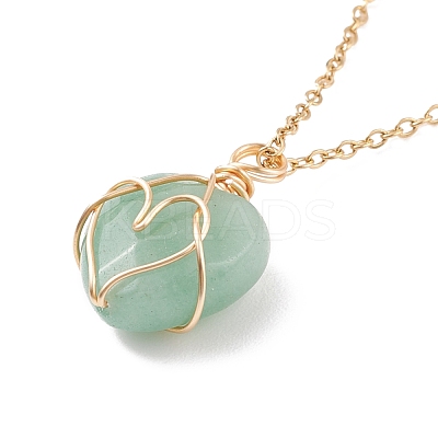 Gemstone Heart Pendant Necklaces NJEW-JN03896-1
