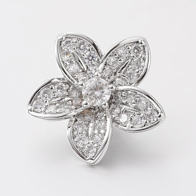 Flower Brass Micro Pave Cubic Zirconia Multi-Strand Links ZIRC-O019-09P-1